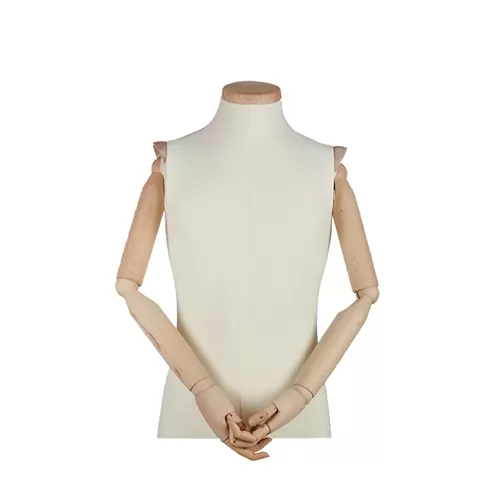 Busto uomo rivestito in lycra con braccia e spalline in legno