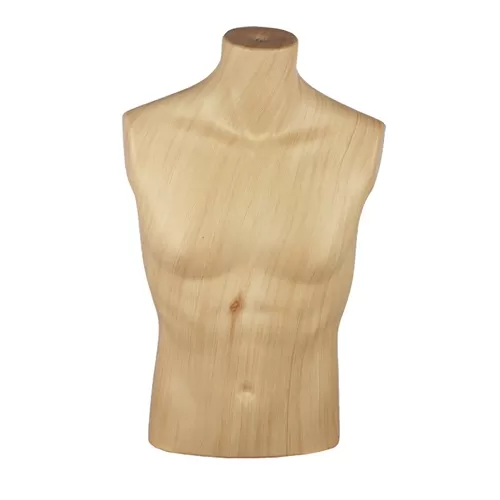 Busto uomo effetto legno chiaro senza testa