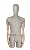 Busto uomo braccia legno rivestito in cartapesta cemento