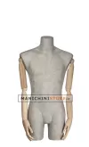 Busto uomo braccia legno rivestito in cartapesta cemento