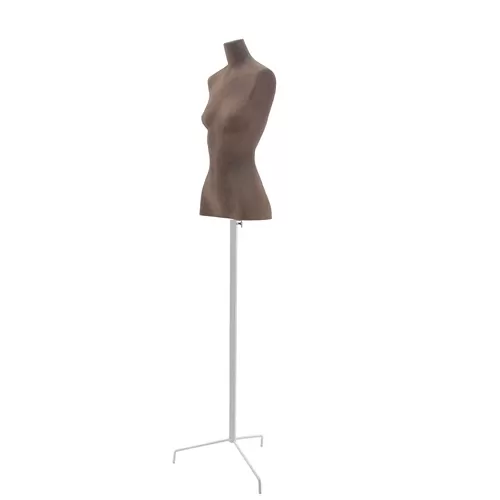 Busto donna in cartapesta con treppiede - tabacco