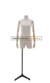 Busto donna senza testa in tessuto con braccia in legno e mezze gambe