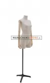 Busto donna senza testa in tessuto con braccia in legno e mezze gambe