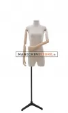 Busto donna senza testa in tessuto con braccia in legno e mezze gambe