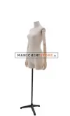 Busto donna senza testa in tessuto con braccia in legno e mezze gambe