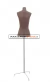Busto donna in cartapesta con treppiede - tabacco