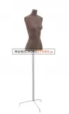 Busto donna in cartapesta con treppiede - tabacco