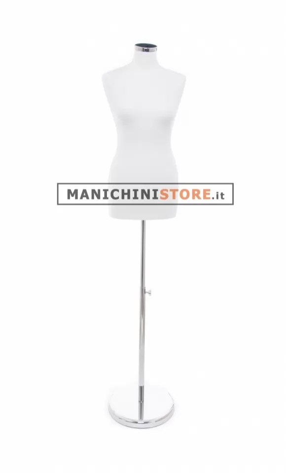 Busto donna in tessuto Bianco con base cromata