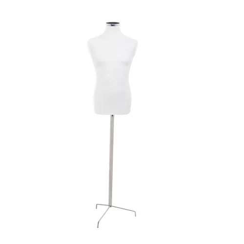 Busto uomo in tessuto Bianco con base treppiede inox