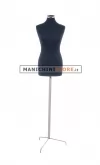 Busto donna in tessuto nero con base treppiede inox