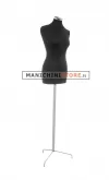 Busto donna in tessuto nero con base treppiede inox
