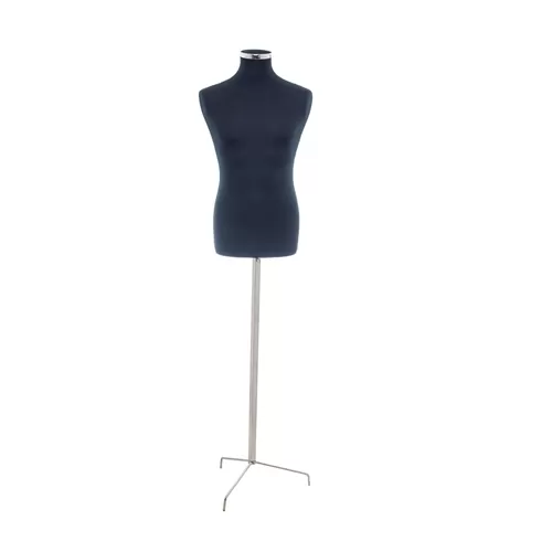 Busto uomo in tessuto Nero con base treppiede inox