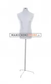 Busto uomo in tessuto Grigio Perla con base treppiede inox
