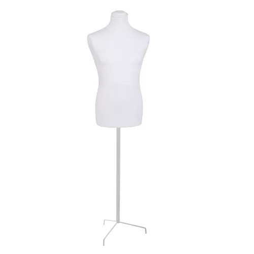 Busto uomo in tessuto Bianco con base treppiede bianca