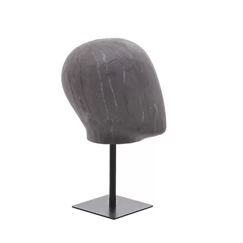 Testa uomo porta accessori in cartapesta Antracite con base nera