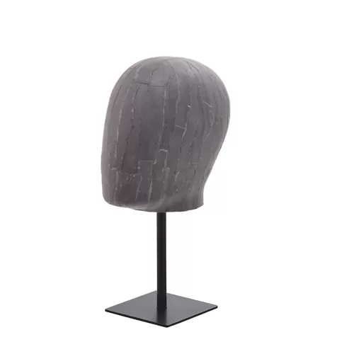 Testa donna porta accessori in cartapesta Antracite con base nera