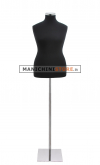 Busto donna sartoriale taglia comoda nero con base inox cromata