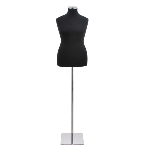 Busto donna sartoriale taglia comoda nero con base inox cromata