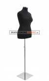 Busto donna sartoriale taglia comoda nero con base inox cromata