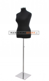 Busto donna sartoriale taglia comoda nero con base inox cromata