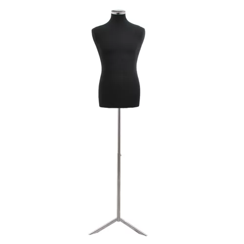 Busto uomo in tessuto Nero con base treppiede cromata