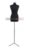 Busto donna in tessuto Nero con base treppiede cromata