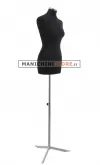 Busto donna in tessuto Nero con base treppiede cromata