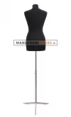 Busto donna in tessuto Nero con base treppiede cromata