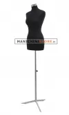 Busto donna in tessuto Nero con base treppiede cromata