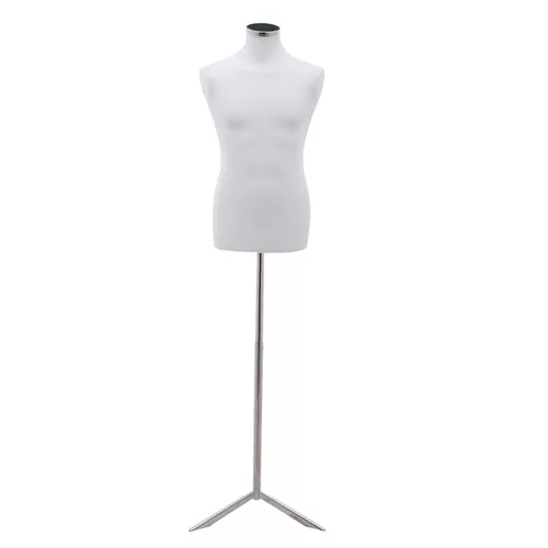 Busto uomo in tessuto Bianco con base treppiede cromata