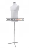 Busto uomo in tessuto Bianco con base treppiede cromata