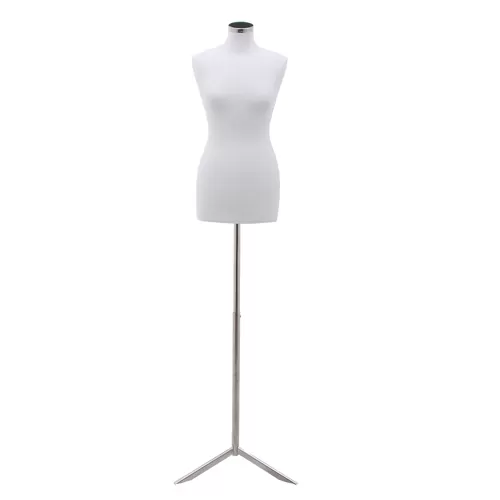 Busto donna in tessuto Bianco con base treppiede cromata