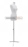 Busto donna in tessuto Bianco con base treppiede cromata