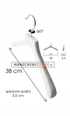 Gruccia legno capospalla cm.38 x cm.3,5 - Bianco Venato