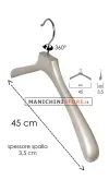 Gruccia legno capospalla cm.45 x cm.3,5 - Silver
