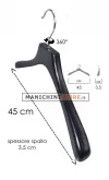 Gruccia legno capospalla cm.45 x cm.4 - Nero Lucido