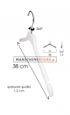 Gruccia legno con taglio a spallina cm.38 x cm.1 - Bianco Venato