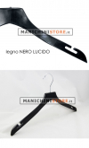 Gruccia legno con taglio a spallina cm.38,5 x cm.1 - Nero Lucido