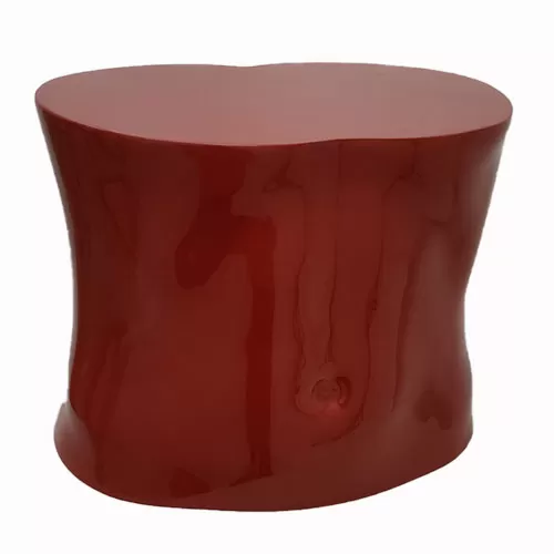 Tavolino display "addome" laccato rosso