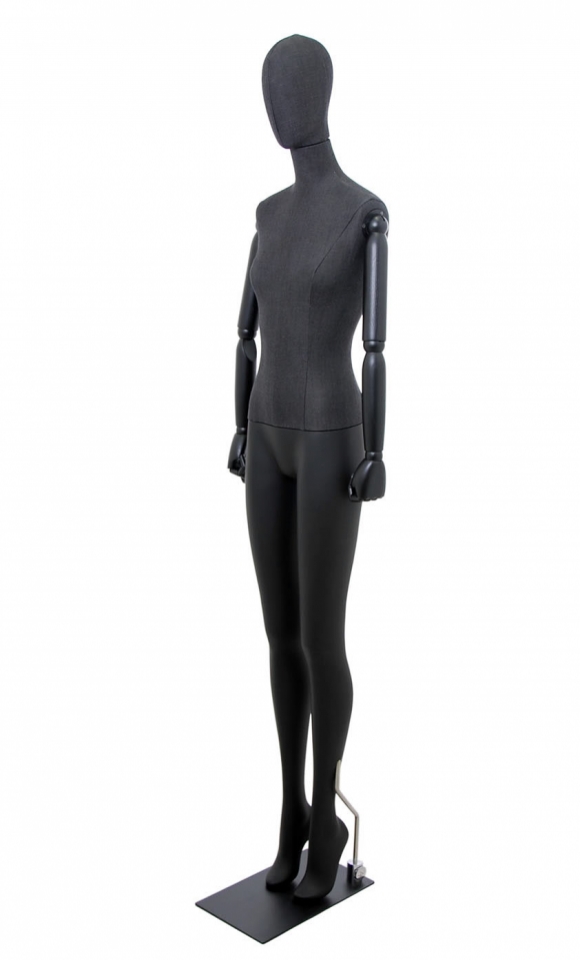 Manichino donna braccia legno in tessuto grigio antracite - ex noleggio