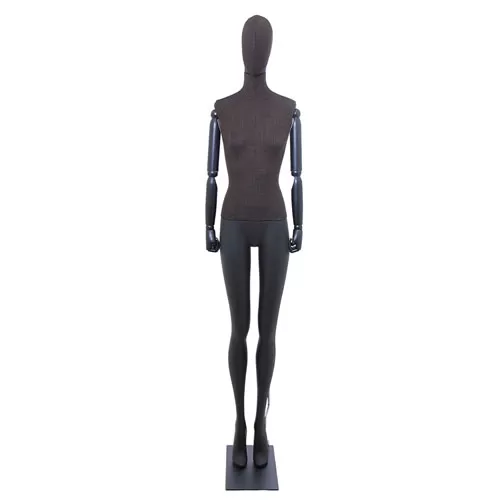 Manichino donna braccia legno in tessuto marrone - ex noleggio