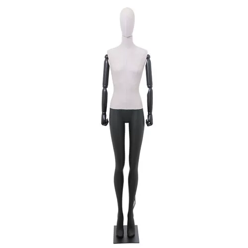Manichino donna braccia legno in tessuto sabbia - ex noleggio