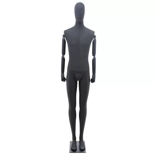 Manichino uomo braccia legno in tessuto antracite - ex noleggio