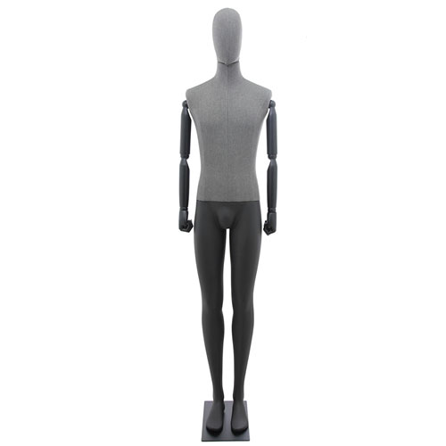Manichino uomo braccia legno in tessuto grigio - ex noleggio