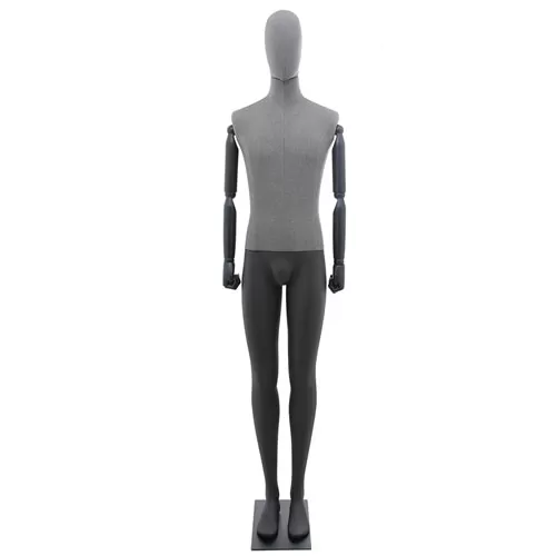 Manichino uomo braccia legno in tessuto grigio - ex noleggio
