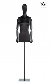 Back in Black female bust in black satin with head, arms in black willow