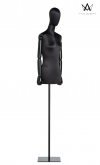 Back in Black female bust in black satin with head, arms in black willow