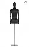 Back in Black busto donna in satin nero con testa e braccia in salice nere