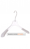 Plastic coat hanger 42 x 2,5 cm with velvet shoulder - Transparent Crystal