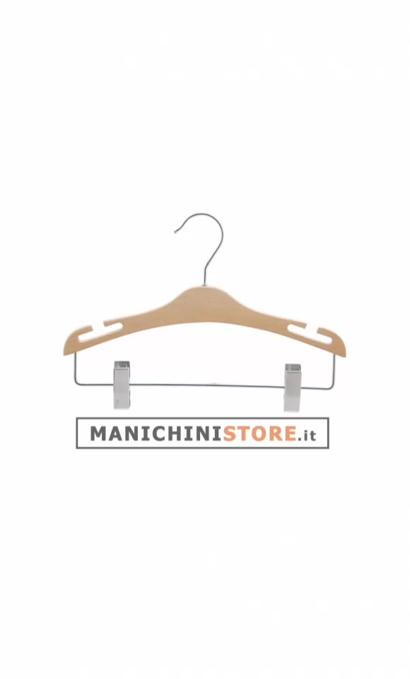 Gruccia legno con taglio a spallina e pinza cm. 30 x cm.1 - Faggio